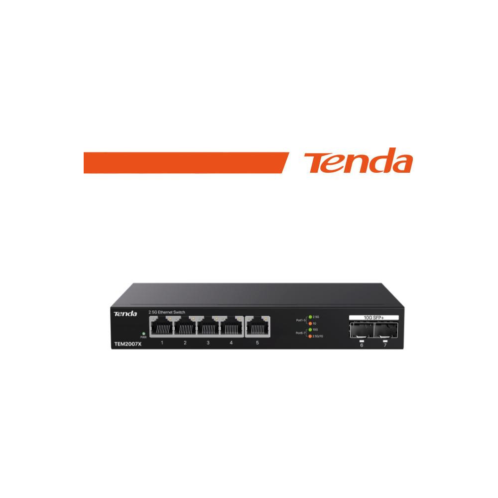 Tenda Switch con 5 porte LAN 2.5 Gbps e 2 porte 10 Gbps SFP+ Tenda Switch con 5 porte LAN 2.5 Gbps e 2 porte 10 Gbps SFP+