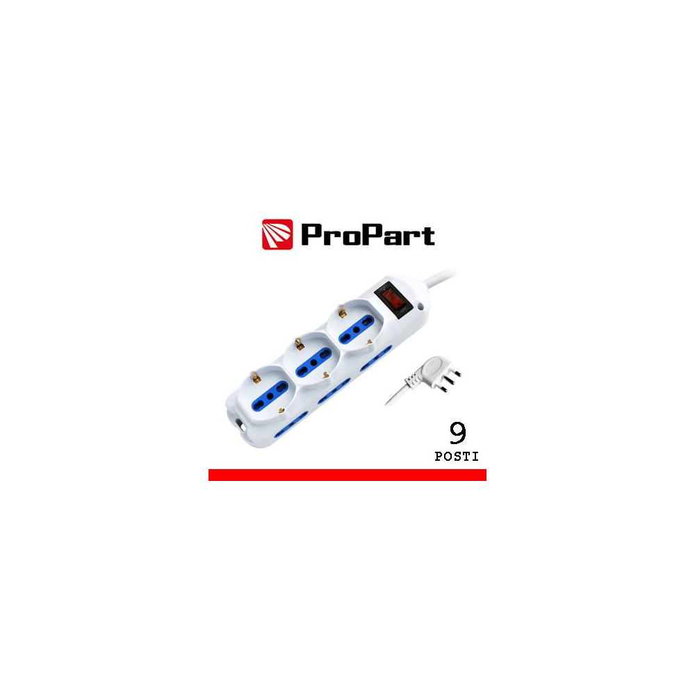 Multipresa 9pos bipasso + bipasso/schuko spina10A + int nera Multipresa 9pos bipasso + bipasso/schuko spina10A + int nera