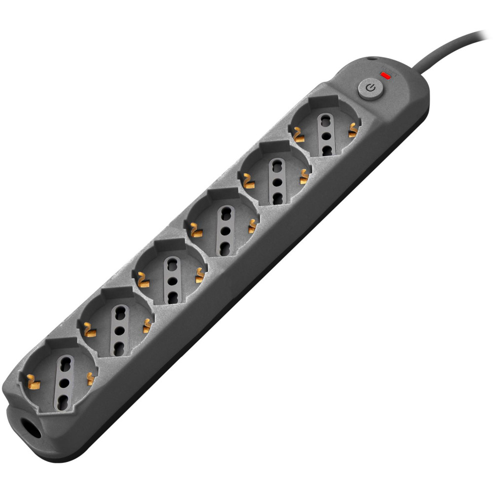 Multipresa 6pos bipasso/schuko + interrutt nuovo modello nera Multipresa 6pos bipasso/schuko + interrutt nuovo modello nera