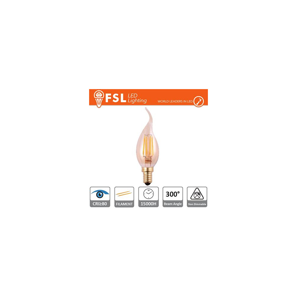 Lampada Colpo di Vento Filamento Ambra - 4W 2200K E14 300LM Lampada Colpo di Vento Filamento Ambra - 4W 2200K E14 300LM