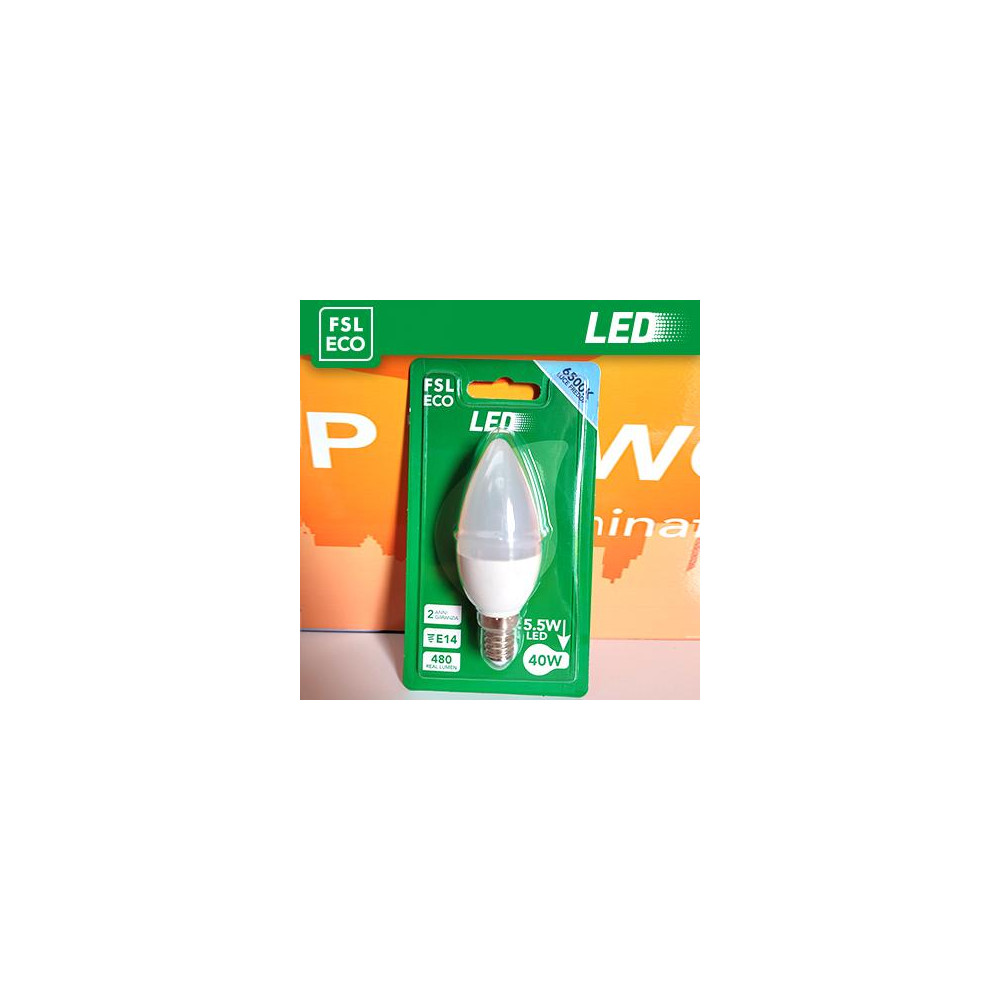 Lampada Oliva BLISTER - 5,5W 6500K E14 Lampada Oliva BLISTER - 5,5W 6500K E14