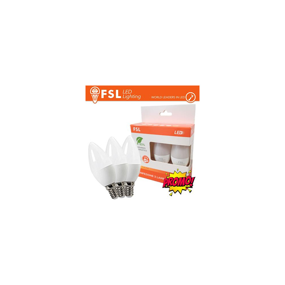Lampada Oliva E14: Confezione PROMO 3PACK - 6W 3000K Lampada Oliva E14: Confezione PROMO 3PACK - 6W 3000K
